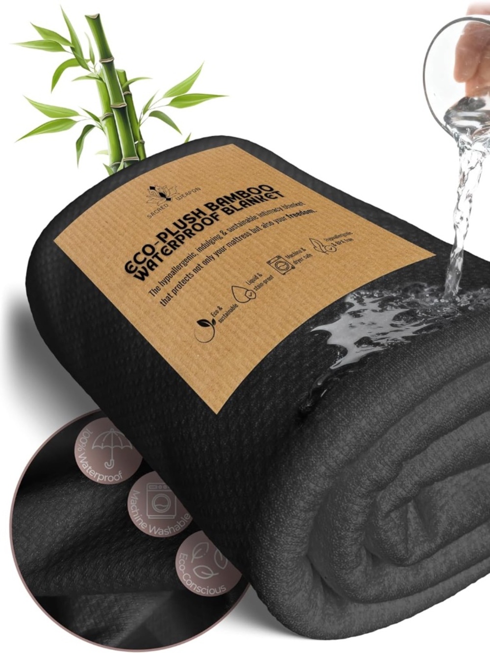 Sacred Weapon Eco Bamboo Waterproof Blanket for Bed or Sofa Queen 60”x80”
